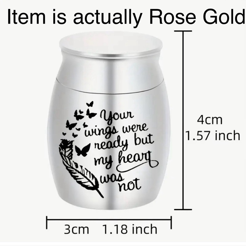 In Memoriam Cremation Small Urn Rose Gold For Ashes - Picture 3 of 3